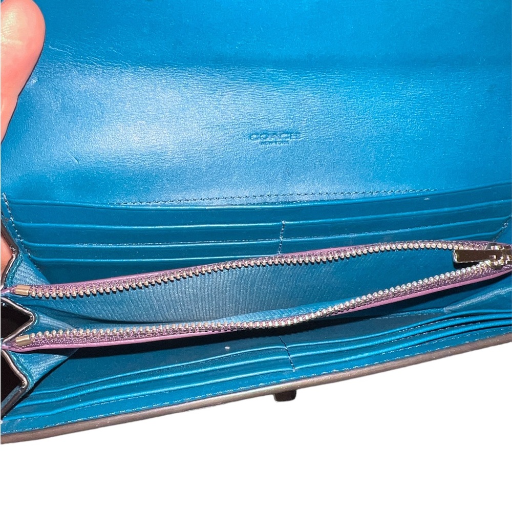 Coach Beautiful Blue Leather Tote Bag With Matching Long Wallet Nwot - Picture 16 of 16